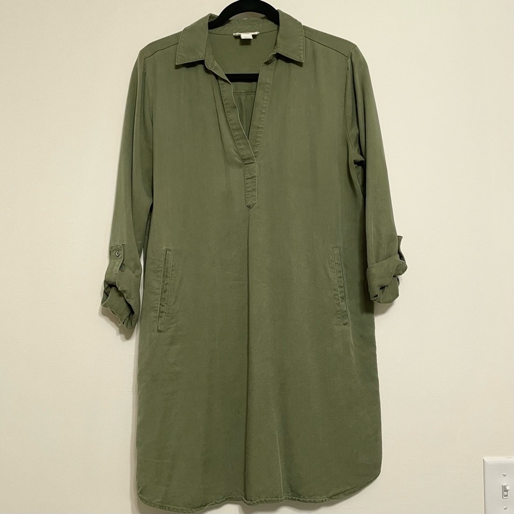 LOFT Sage Green Lounge Shirt Dress